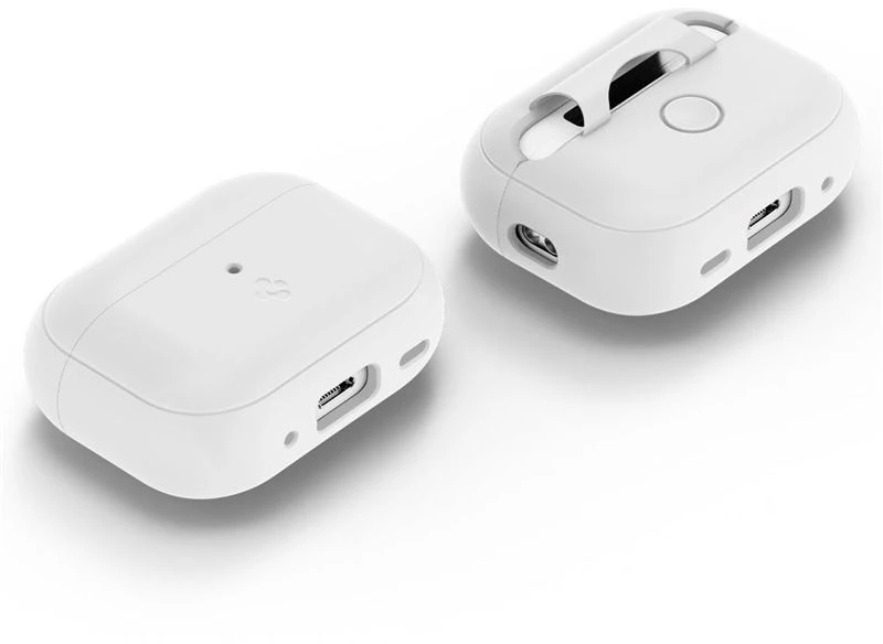 Spigen Silikoninis dėklas Silicone Fit baltas + pilkas dirželis - AirPods Pro (2-os kartos)
