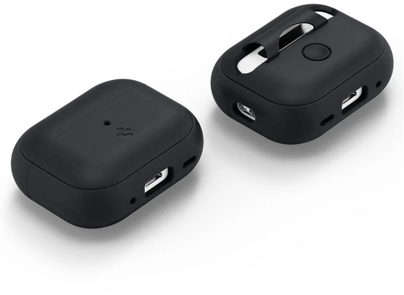 Spigen silikoninis dėklas Silicone Fit juodas + dirželis Phantom Žalias – AirPods Pro (2-os kartos)