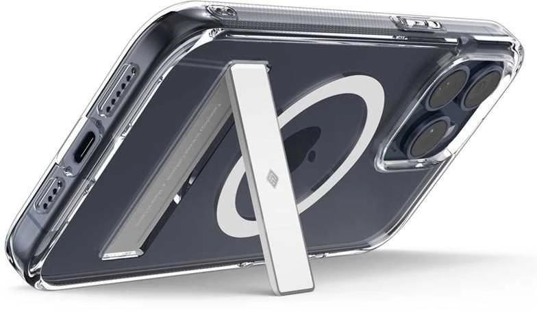 Dėklas Spigen Caseology Capella MagSafe stovas, skaidrus baltas - iPhone 15 Pro