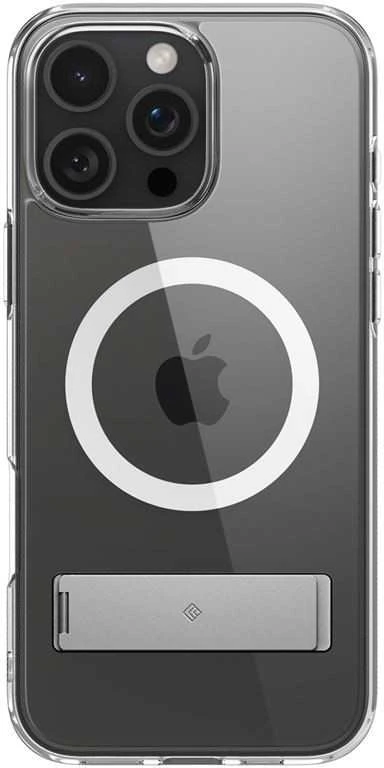 Dėklas Spigen Caseology Capella MagSafe Kickstand, clear baltas sidabrinis - iPhone 16 Pro Max