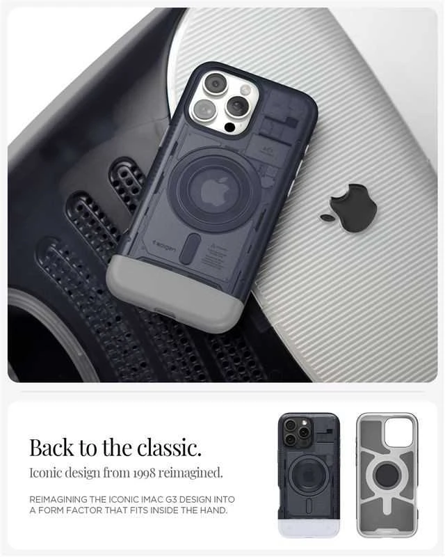 Dėklas Spigen Classic C1 MagSafe, grafito spalvos - iPhone 16 Pro