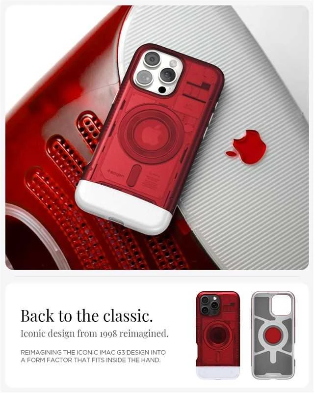 Dėklas Spigen Classic C1 MagSafe, rubino spalvos - iPhone 16 Pro