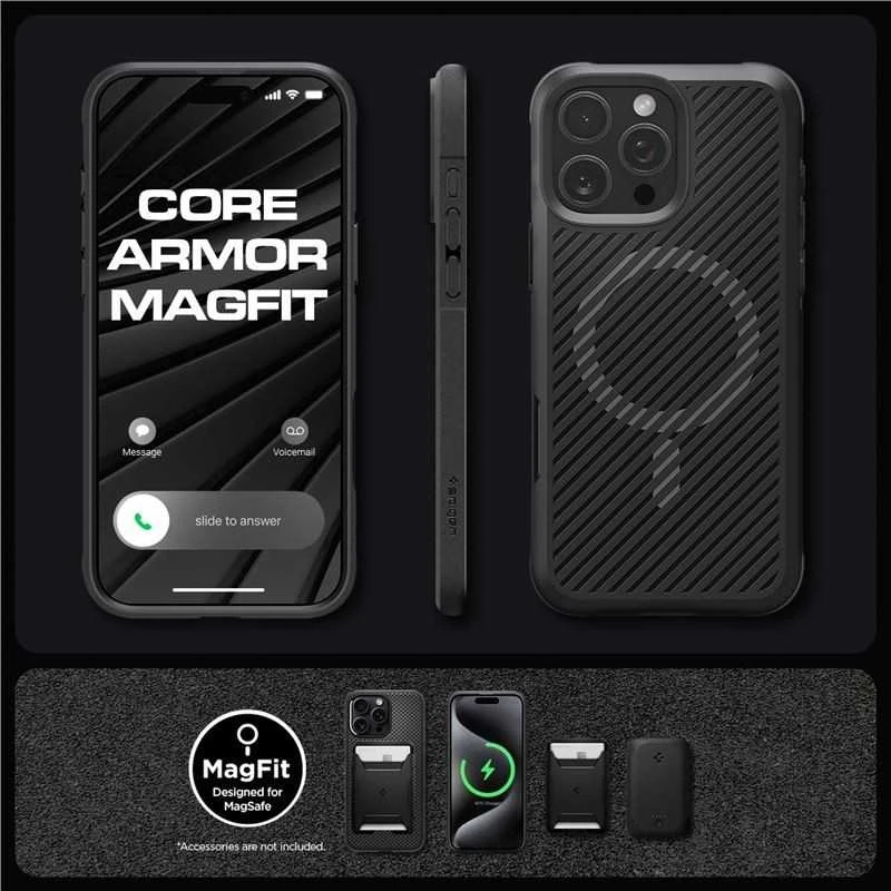 Spigen Core Armor Mag MagSafe Apple iPhone 16 Pro – dėklas telefonui juodos matinės spalvos