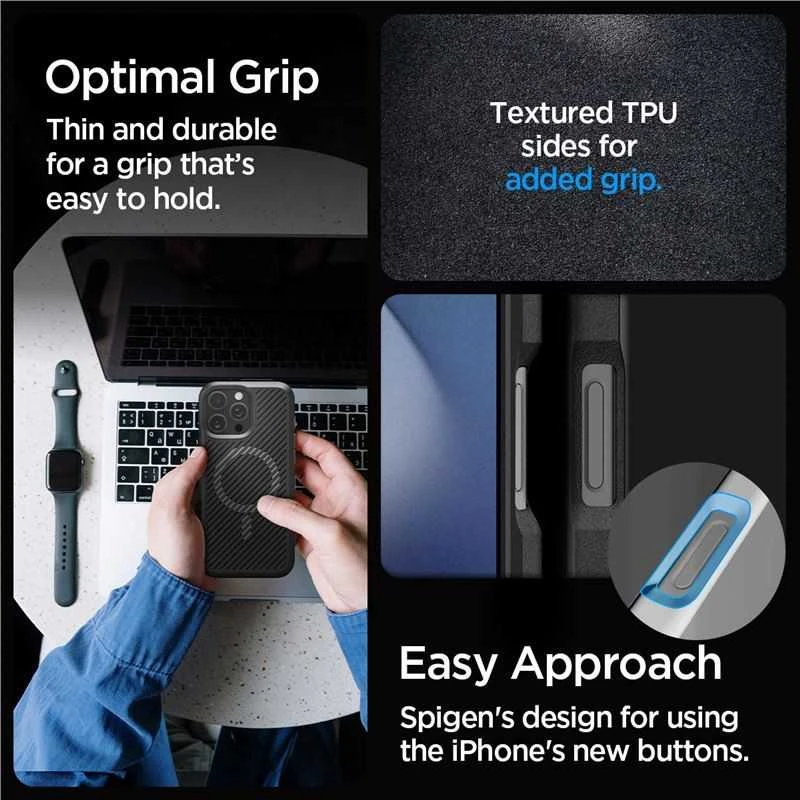 Spigen Core Armor Mag MagSafe Apple iPhone 16 Pro – dėklas telefonui juodos matinės spalvos