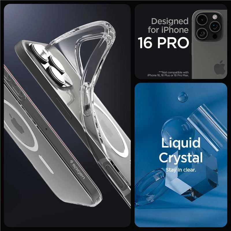 Dėklas „Spigen Crystal Flex MagSafe“, krištolo skaidrumo – „iPhone 16 Pro“