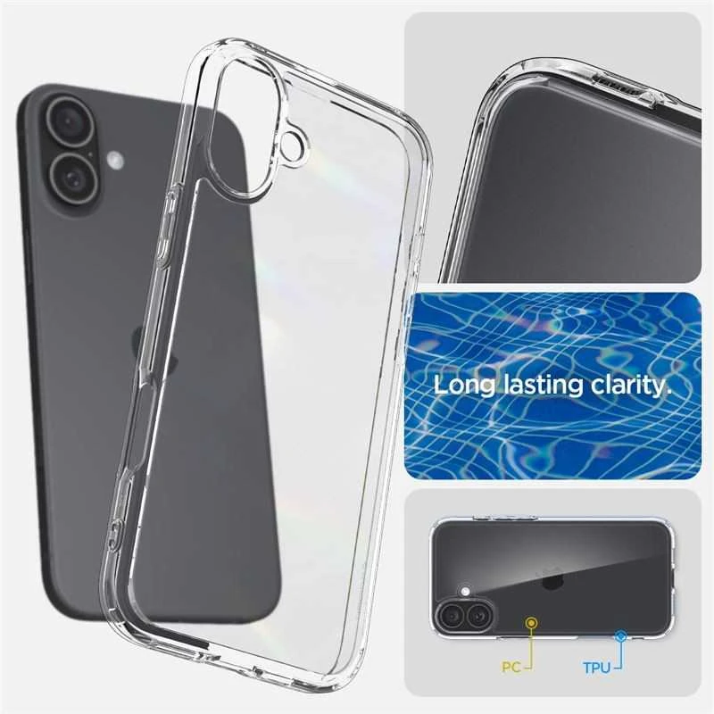 Dėklas „Spigen Crystal Hybrid“, krištolo skaidrumo – iPhone 16