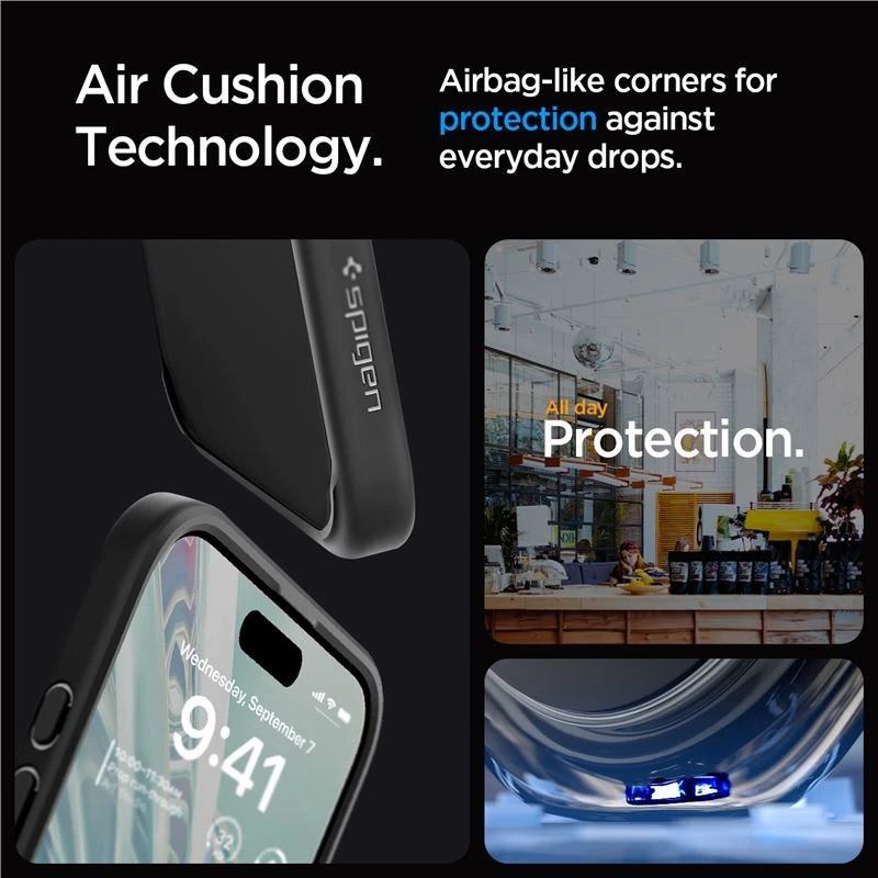 Dėklas Spigen Crystal Hybrid, matinė juoda - iPhone 15 Pro Max