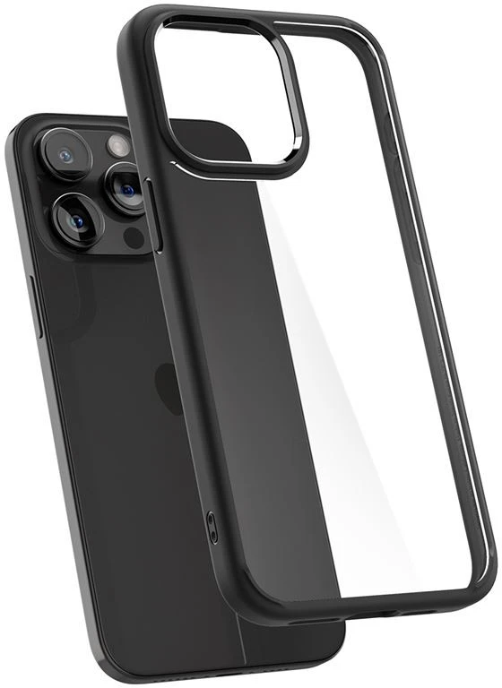 Dėklas Spigen Crystal Hybrid, matinė juoda - iPhone 15 Pro Max