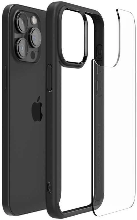 Dėklas Spigen Crystal Hybrid, matinė juoda - iPhone 15 Pro Max