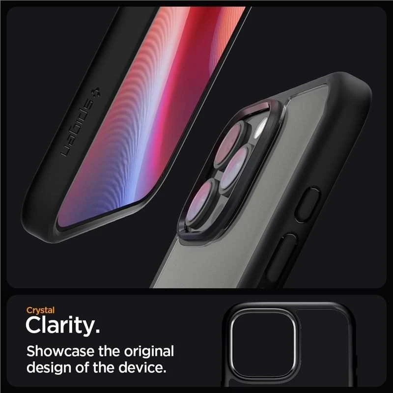 Dėklas Spigen Crystal Hybrid, matte juodas - iPhone 16 Pro Max