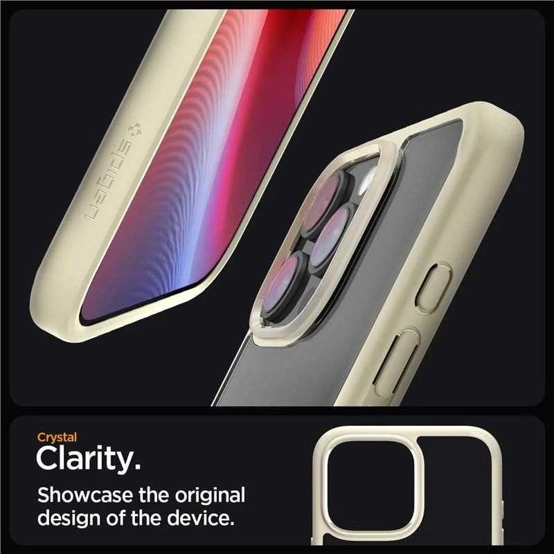 Dėklas „Spigen Crystal Hybrid“, prislopintos smėlio spalvos - iPhone 16 Pro Max