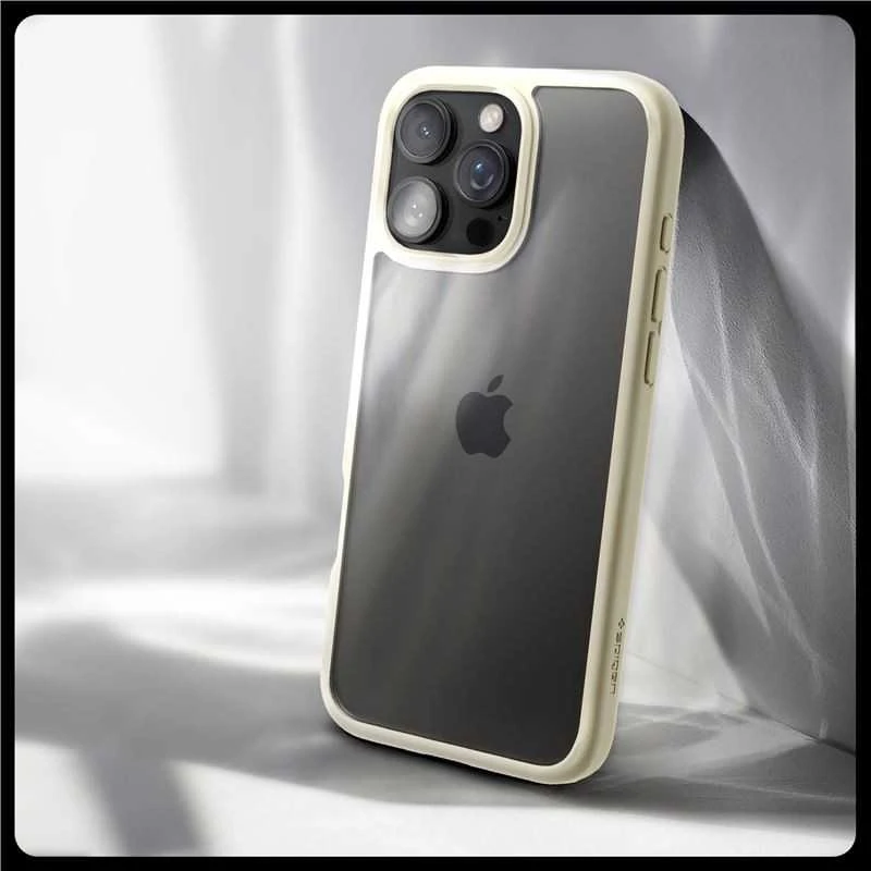 Dėklas „Spigen Crystal Hybrid“, prislopintos smėlio spalvos - iPhone 16 Pro Max
