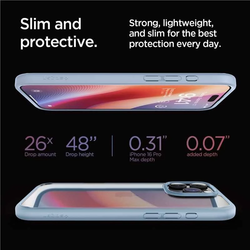Dėklas Spigen Crystal Hybrid, sierra mėlynas - iPhone 16 Pro Max