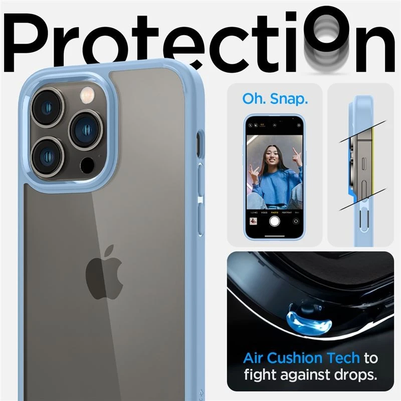 Dėklas Spigen Crystal Hybrid, Sierra mėlyna - iPhone 14 Pro