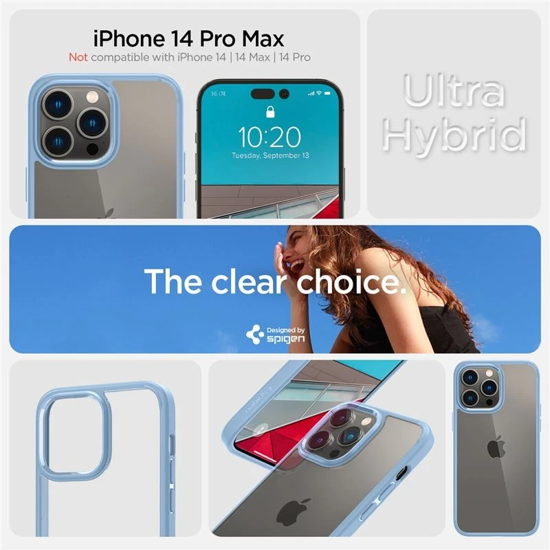 Dėklas Spigen Crystal Hybrid, sierra mėlyna - iPhone 14 Pro Max