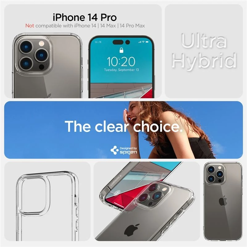 Dėklas SPIGEN IPHONE 14 PRO CRYSTAL ULTRA HYBRID CRYSTAL CLEAR (2022)