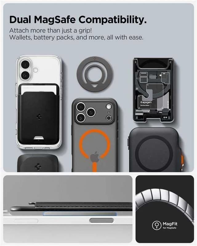 Spigen Dual Pop MagSafe Phone Holder (Slim), marble pilka