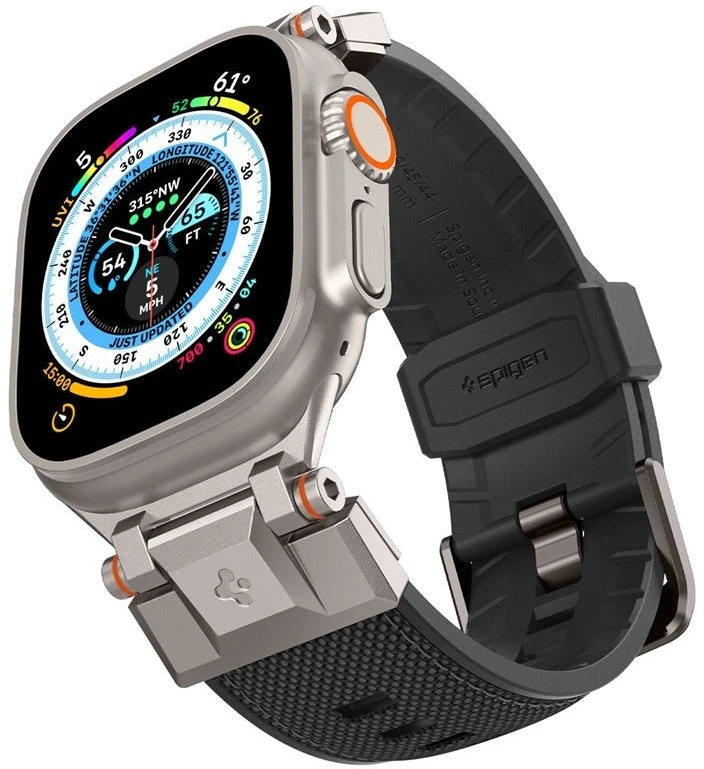 Dėklas Spigen Durapro Armor apyrankė skirta Apple Watch 4/5/6/7/8/9/SE/ Ultra (42/44/45/49 mm) – juodos spalvos