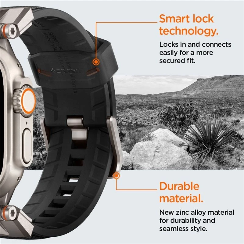 Dėklas Spigen Durapro Armor apyrankė skirta Apple Watch 4/5/6/7/8/9/SE/ Ultra (42/44/45/49 mm) – juodos spalvos