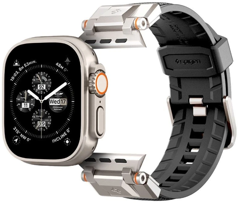 Dėklas Spigen Durapro Armor apyrankė skirta Apple Watch 4/5/6/7/8/9/SE/ Ultra (42/44/45/49 mm) – juodos spalvos