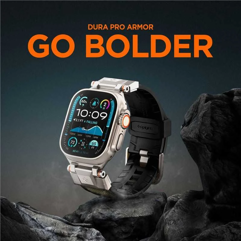 „Spigen DuraPro Armor“ dirželis, skirtas „Apple Watch 44 / 45 / 46 / 49 mm“ – Žalias