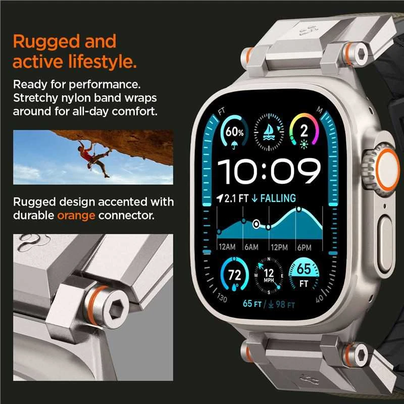 „Spigen DuraPro Armor“ dirželis, skirtas „Apple Watch 44 / 45 / 46 / 49 mm“ – Žalias