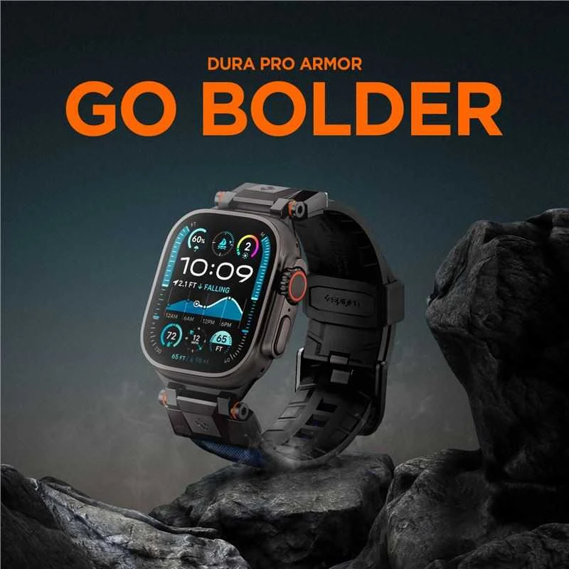 „Spigen DuraPro Armor“ dirželis, skirtas „Apple Watch 44 / 45 / 46 / 49 mm“ – tamsiai mėlynas Mėlyna