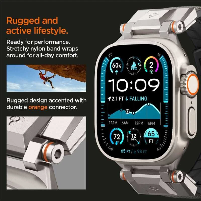 „Spigen DuraPro Armor“ dirželis, skirtas „Apple Watch 44 / 45 / 46 / 49 mm“ – pilkas