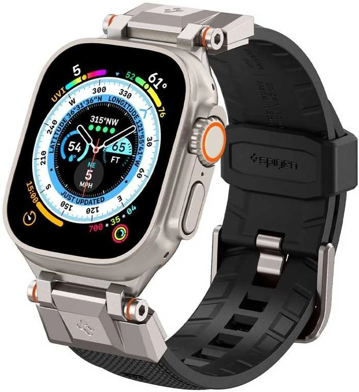 „Spigen DuraPro Armor PU“ dirželis, skirtas „Apple Watch“ 42/44/45/49 mm (juodas)