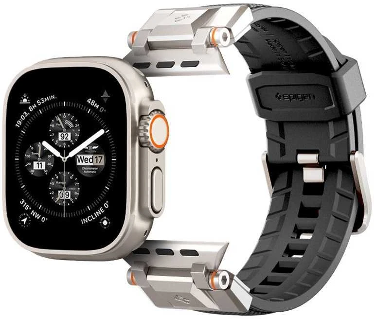 „Spigen DuraPro Armor PU“ dirželis, skirtas „Apple Watch“ 42/44/45/49 mm (juodas)