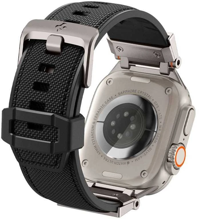 „Spigen DuraPro Armor PU“ dirželis, skirtas „Apple Watch“ 42/44/45/49 mm (juodas)