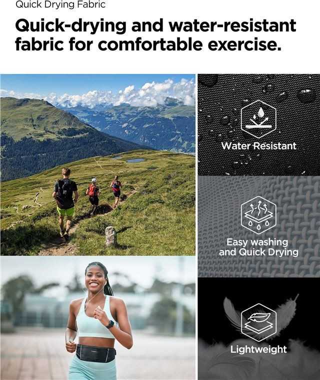 Spigen A710 Dynamic Shield Waist Bag – Sports Waist Bag / Belt Bag for Išmanusis telefonas iki 6.9 (juodos spalvos)
