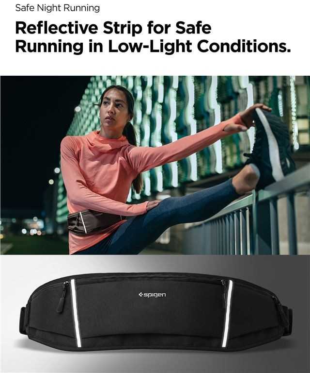 Spigen A710 Dynamic Shield Waist Bag – Sports Waist Bag / Belt Bag for Išmanusis telefonas iki 6.9 (juodos spalvos)