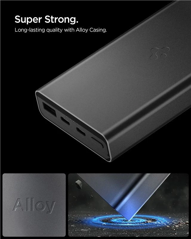 Spigen EA3020 20000mAh 30W Power Bank – juodos spalvos