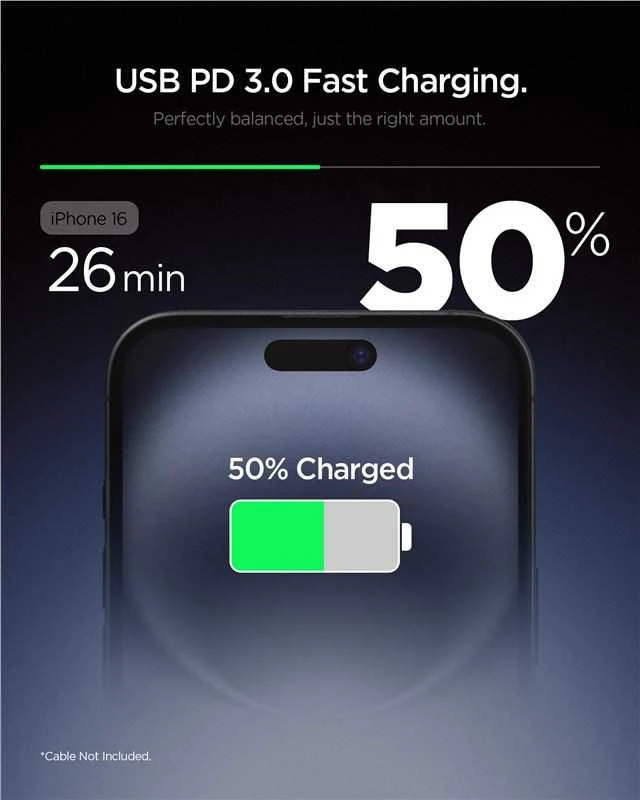 Spigen Essential EE201EU USB-C 20W Wall Charger - Baltas