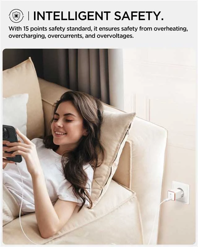 Spigen ArcStation Essential EE301EU – Wall Charger USB-C PD + QC3.0 30W (Baltas)