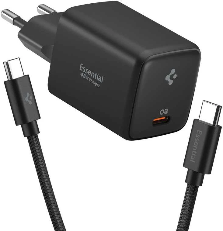 Spigen EE451EU Essential USB-C 45W Wall Charger - Juodas