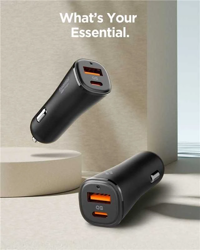 Spigen ArcStation Essential EV482 48W automobilinis įkroviklis – juodos spalvos