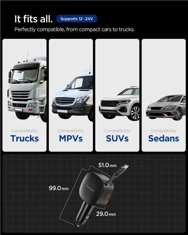 Automobilinis įkroviklis Spigen Essential 60W Car Charger EV603BT, juodas