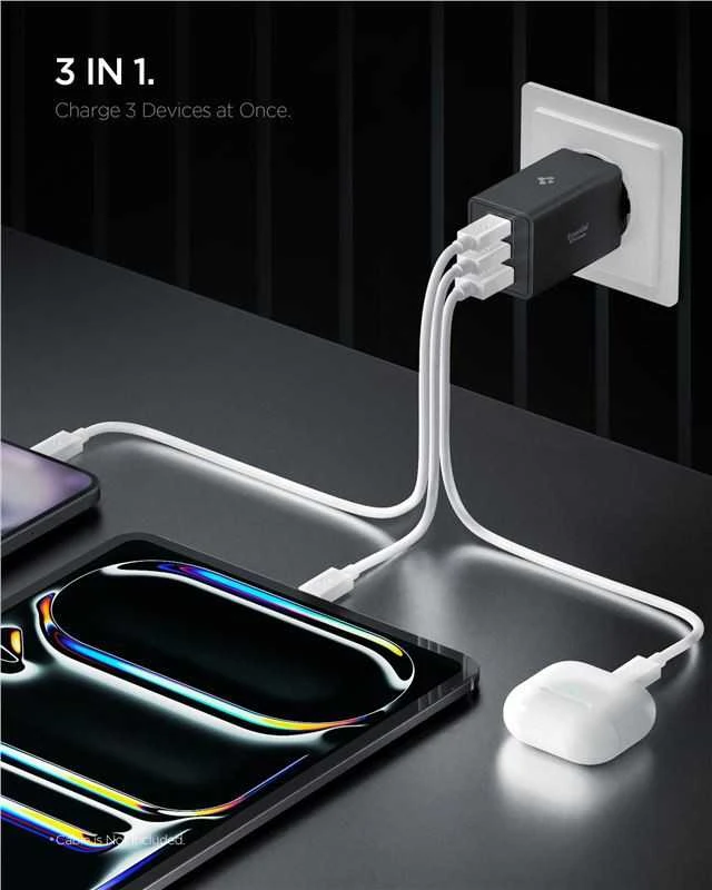 Įkroviklis Spigen Essential 67W Wall Charger EE673EU, juodas