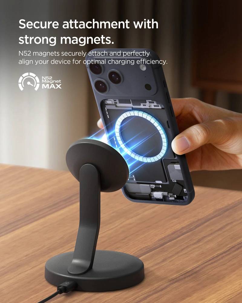 Spigen EF151MS Essential MagSafe 15W Wireless Charger - Juodas