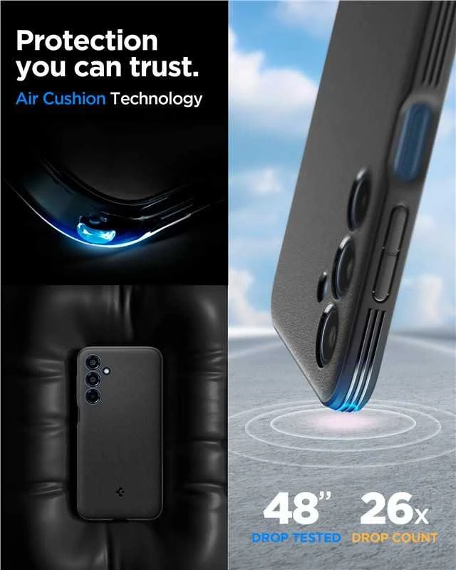 Spigen Essential SandBlast Samsung Galaxy M35 5G – dėklas telefonui juodos spalvos