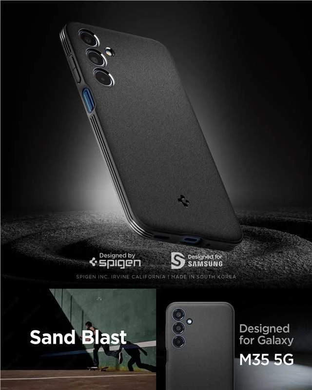 Spigen Essential SandBlast Samsung Galaxy M35 5G – dėklas telefonui juodos spalvos