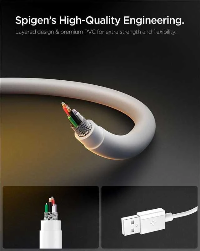 Spigen EB6010CC USB-C Cable 60W 200 cm - Baltas