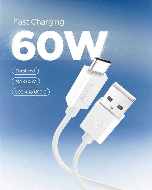 Spigen EB6010CC USB-C Cable 60W 200 cm - Baltas