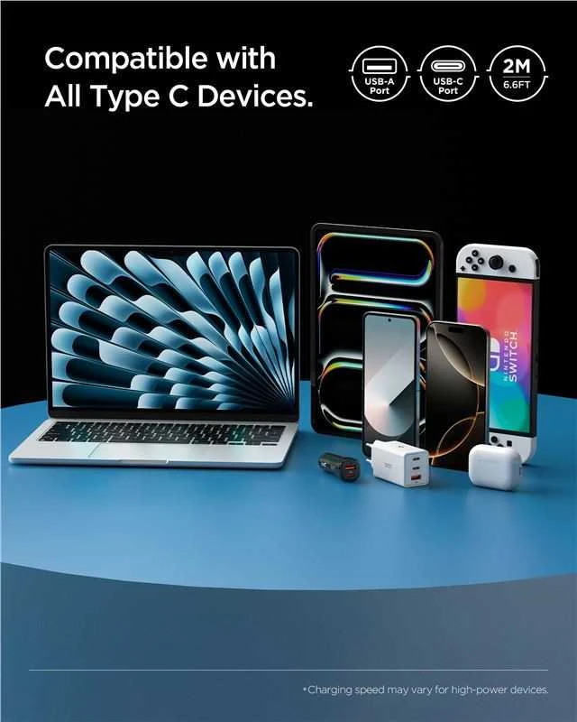 Spigen EB6010CC USB-C Cable 60W 200 cm - Baltas