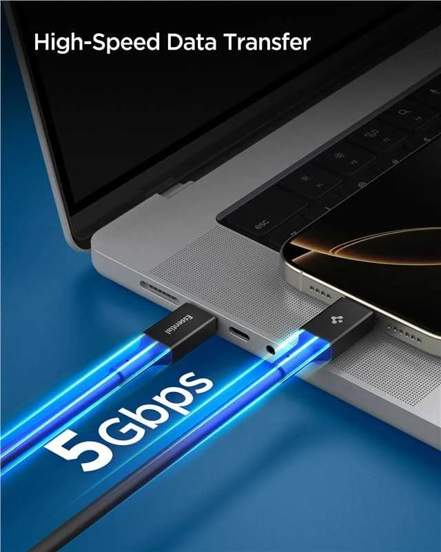 Spigen Essential USB C į USB C 100W laidas, juodas EB10020CC