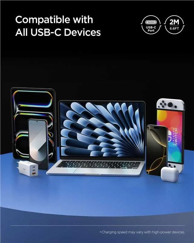 Spigen Essential USB C į USB C 100W laidas, baltas EB10020CC