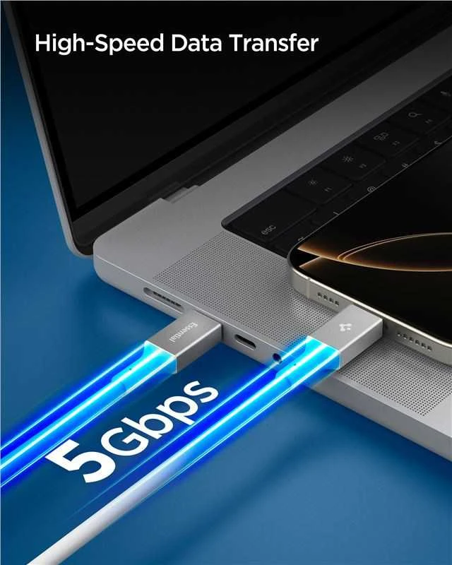 Spigen Essential USB C į USB C 100W laidas, baltas EB10020CC