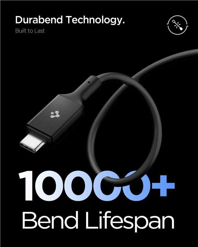Spigen „Essential“ USB C–USB C 100 W laidas, juodas EB10010CC